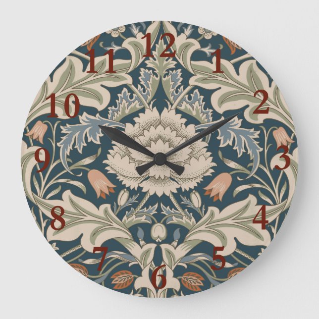 Relógio Grande William Morris Severn Floral Garden Flower Classic (Frente)