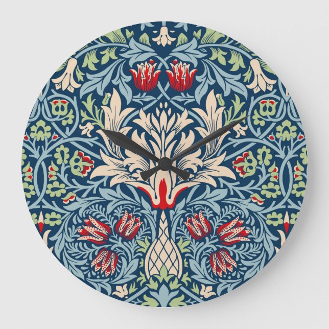 Relógio Grande William Morris Snakeshead Fritillary Floral Design (Frente)