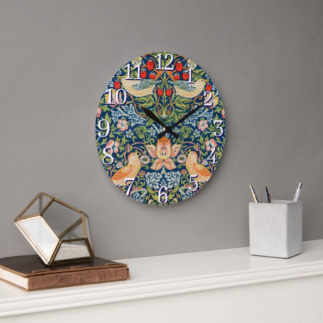 Relógio Grande William Morris Strawberry Thef Wall Clock (Escritório)