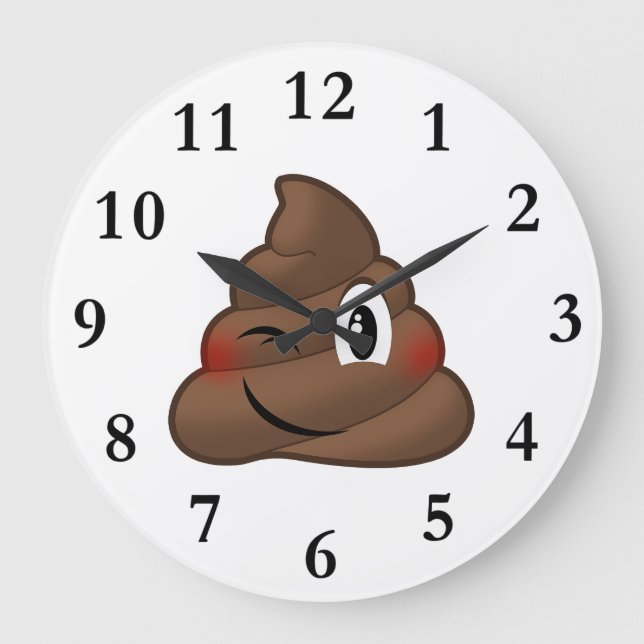 Relógio Grande Winking Poop Emoji (Frente)