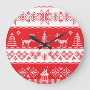 Relógio Grande Winter Wonderland: Vintage Seamless Design.