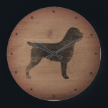 Relógio Grande Wirehaired Pointing Griffon Silhouette Rustic<br><div class="desc">Wirehaired Apontando o relógio de parede do Griffon Lover. A design de madeira é impressa, não madeira real.</div>