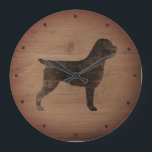 Relógio Grande Wirehaired Pointing Griffon Silhouette Rustic<br><div class="desc">Wirehaired Apontando o relógio de parede do Griffon Lover. A design de madeira é impressa,  não madeira real.</div>