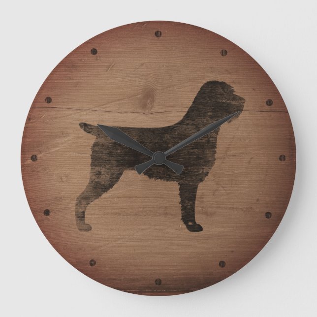Relógio Grande Wirehaired Pointing Griffon Silhouette Rustic (Frente)