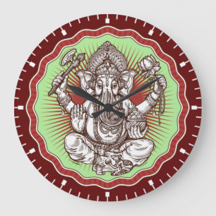 Relógio Grande Wisdom Ganapati Índia Elefante Hindu Lord Ganesha