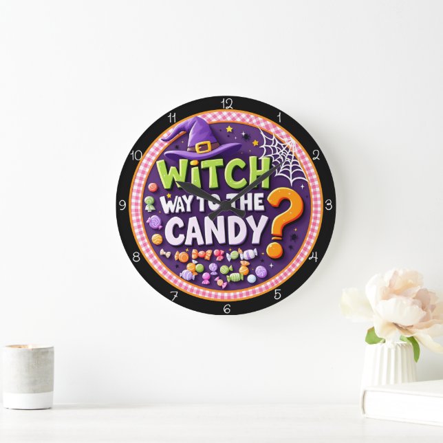 Relógio Grande Witch Way To The Candy Halloween (Lar)