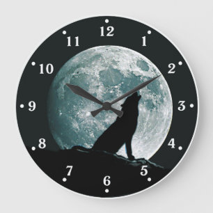Relógio Grande Wolf Howling Wildlife Wall Clock
