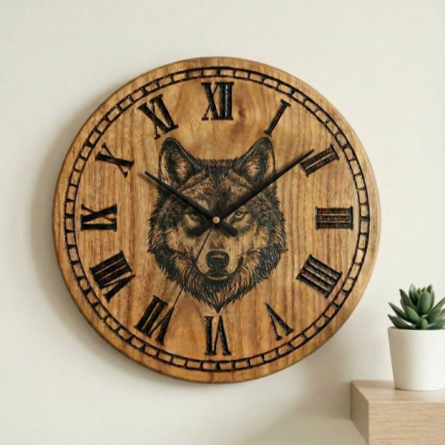 Relógio Grande Wolf Wall Clock – Silent Wild Guardian (Criador carregado)