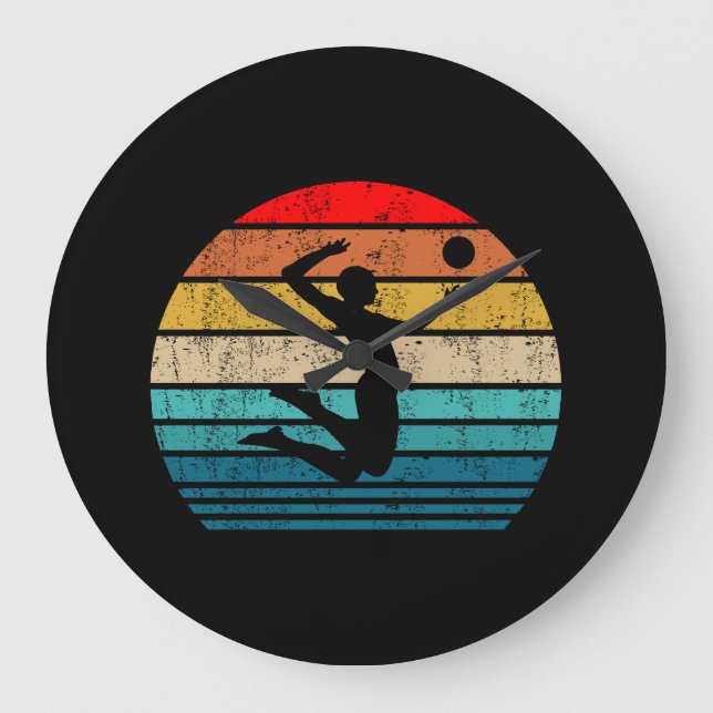 Relógio Grande Women Volleyball Beach Volleyball Serve Retro Gift (Frente)
