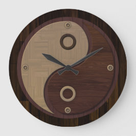 Relógio Grande Wood Yin Yang Wall Clock