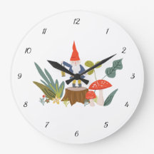 Woodland Gnome e Mushroom Wall Clock