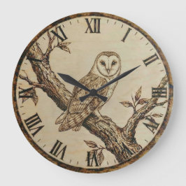 Relógio Grande Woodland Owl Clock - Cozy Cabin Decor
