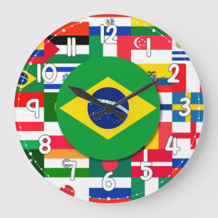 Relógio Grande World Flags Wall Clock – International Decor