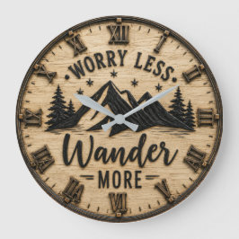 Relógio Grande Worry Less Wander More Rustic Mountain Cabin
