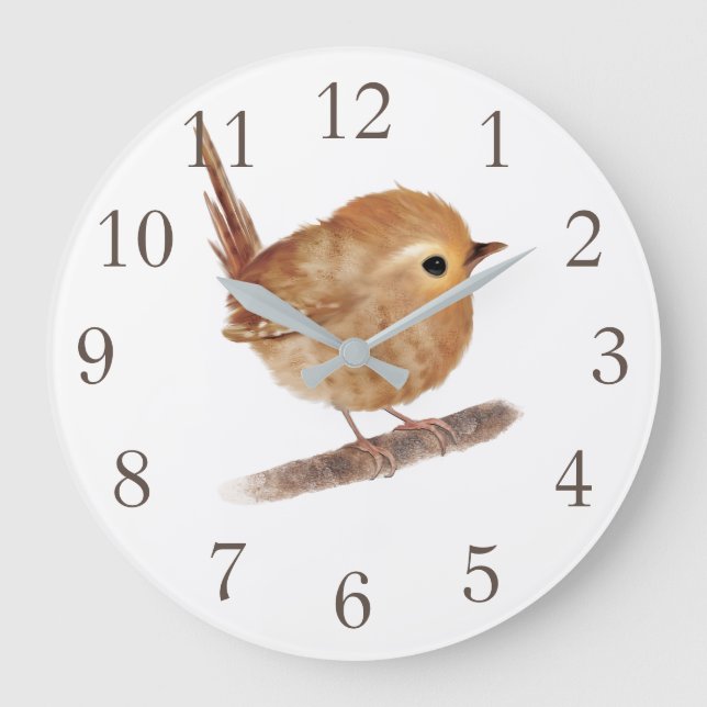 Relógio Grande Wren Bird Personalizado Wall Clock (Frente)