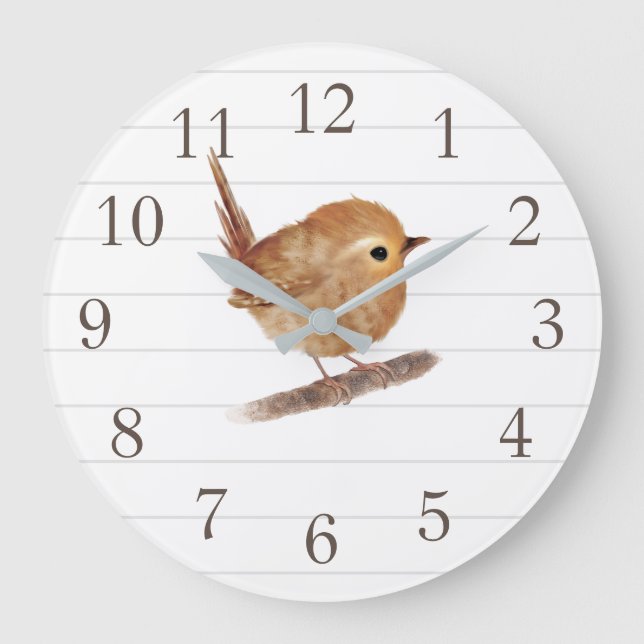 Relógio Grande Wren Bird Personalizado Wall Clock (Frente)
