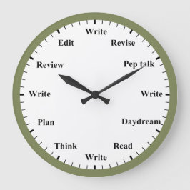 Relógio Grande Writer's Clock - Writing Job Fun Olive Green Clock