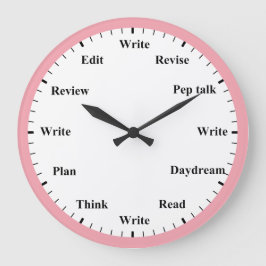 Relógio Grande Writer's Clock - Writing Job Fun Pink Wall Clock