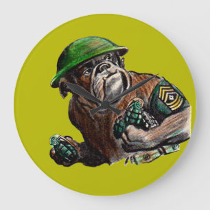Relógio Grande WWII bulldog dog soldier Sgt. Rover