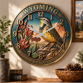 Relógio Grande Wyoming Meadowlark Wildlife Heritage Bronze