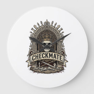 Relógio Grande Xadrez Antigo Checkmate Skull King