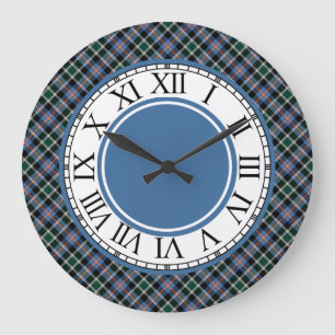 Relógio Grande Xadrez Azul do Colorado Tartan