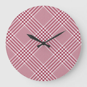 Relógio Grande Xadrez de Glen Branco Vermelho: Tartan Torcido