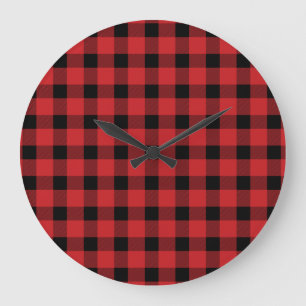 Relógio Grande Xadrez de Lumberjack do País de Buffalo Vermelho