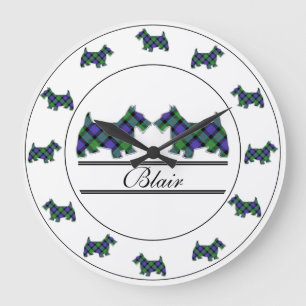 Relógio Grande Xadrez escocesa Clan Blair Tartan Scottie Dogs
