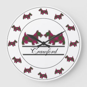 Relógio Grande Xadrez escocesa Clan Crawford Tartan Scottie Dogs