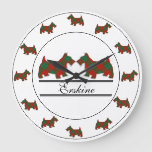 Relógio Grande Xadrez escocesa Clan Erskine Tartan Scottie Dogs