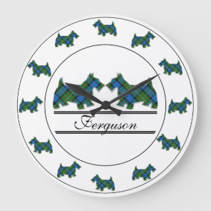 Relógio Grande Xadrez escocesa Clan Fergusson Tartan Scottie Dogs