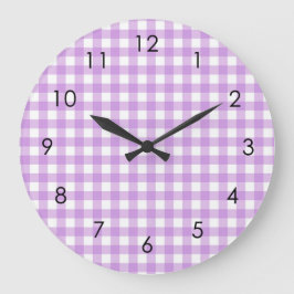 Relógio Grande Xadrez Gingham Clássica Estética Lilac Pastel