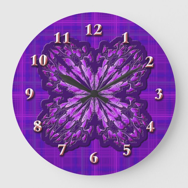 Relógio Grande Xadrez Wall Clock (Roxo) (Frente)