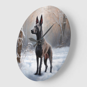 Relógio Grande Xoloitzcuintli Deixe Nevar Natal