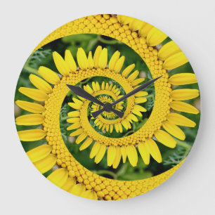 Relógio Grande Yellow Floral Spiral Clock