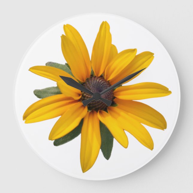 Relógio Grande Yellow Flower Modern Simple Black Eyed Susan (Frente)