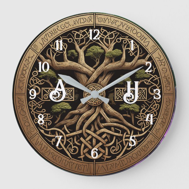 Relógio Grande Yggdrasil Viking Tree of Life Large Clock (Frente)
