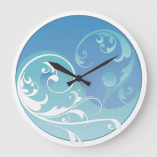 Relógio Grande Yin Azul e Verde e Yang