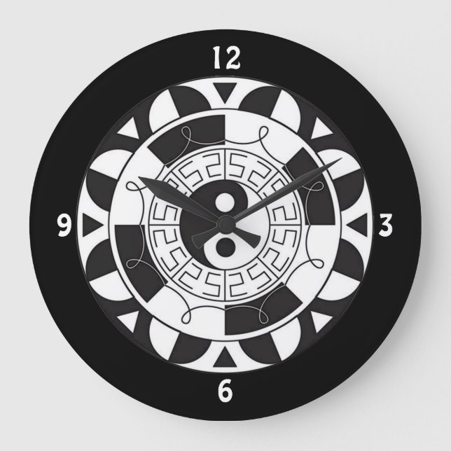 Relógio Grande Yin e Yang Asian Símbolo Wall Clock (Frente)