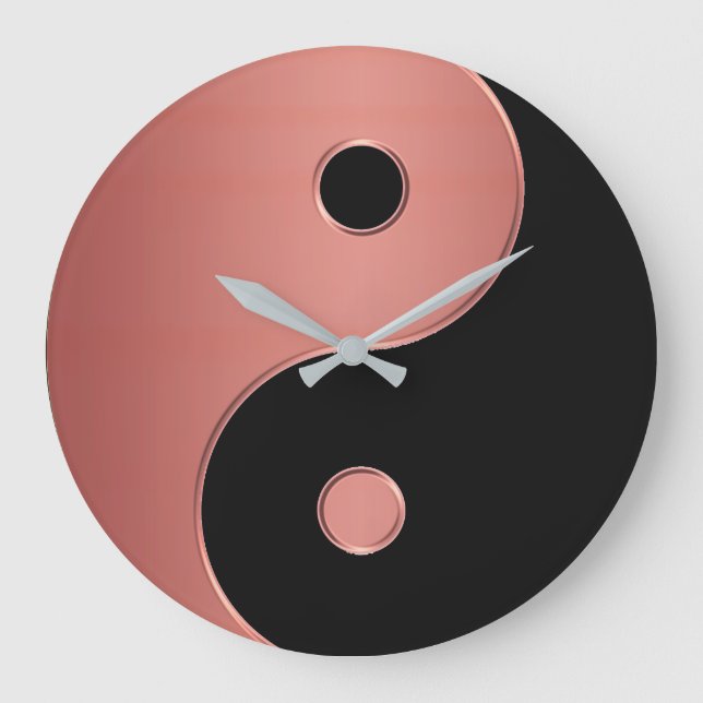 Relógio Grande Yin Yang Clock em cobre ou argila e preto (Frente)