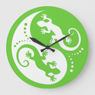 Relógio Grande YIN & YANG Geckos White + seu histórico e ideia