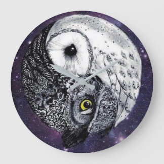 Relógio Grande Yin Yang Owls