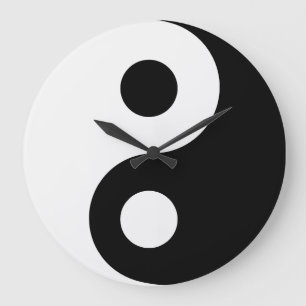 Relógio Grande Yin Yang, preto e branco