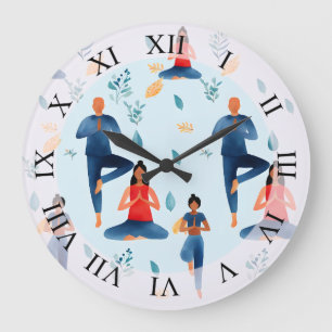 Relógio Grande Yoga Poses, Meditação, Arte da Nova Idade