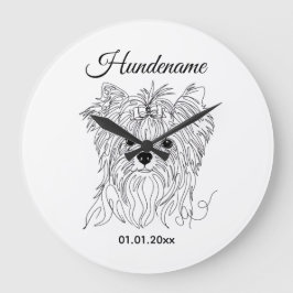 Relógio Grande Yorkshire Terrier one line art customizable dog