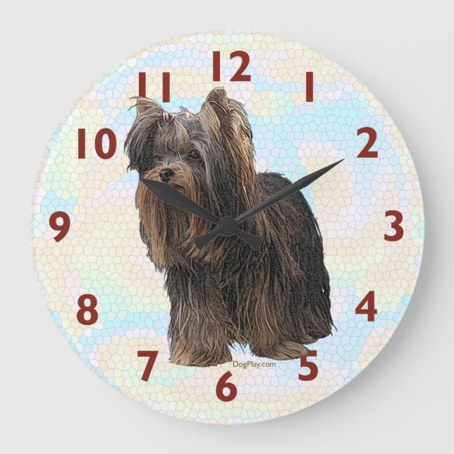 Relógio Grande Yorkshire Terrier Wall Clock (Frente)