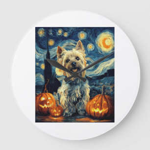 Relógio Grande Yorkshire terrier Yorkie Cachorro de van gogh noit