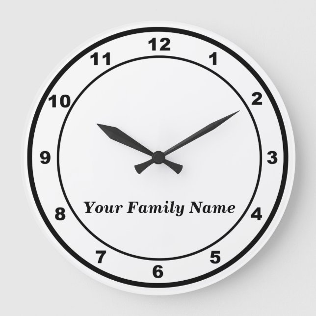 Relógio Grande Your Family Name on White Round Wall Clock (Frente)