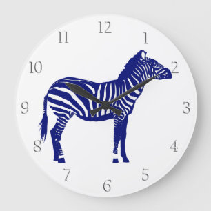 Relógio Grande Zebra - Azul de cobalto escuro e branco